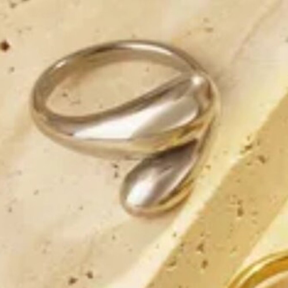Water Droplets Wrap Ring Stainless Steek Silvertone Adjustable One Size New - Picture 2 of 9